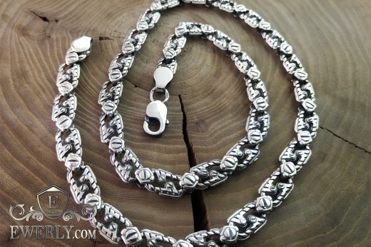 Author's chain of silver 13 with blackening, фото