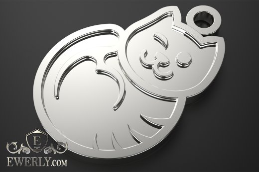 Серебряный именной медальон для котика или кошечки купить 131060OG