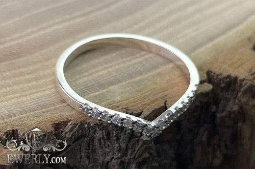Women's silver ring with stones, фото