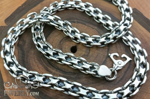 Weaving "Pharaoh" - men's silver chain 100 grams 60 cm