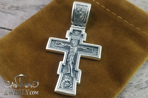 Big men's cross of silver with blackening, фото