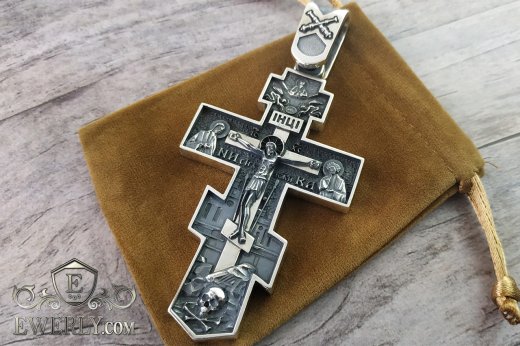 Large sterling silver cross with a unique eye, фото