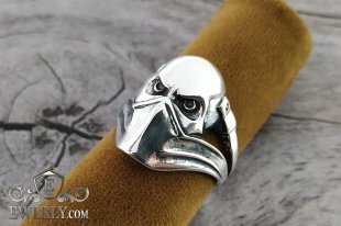 Silver ring - biker's face, фото